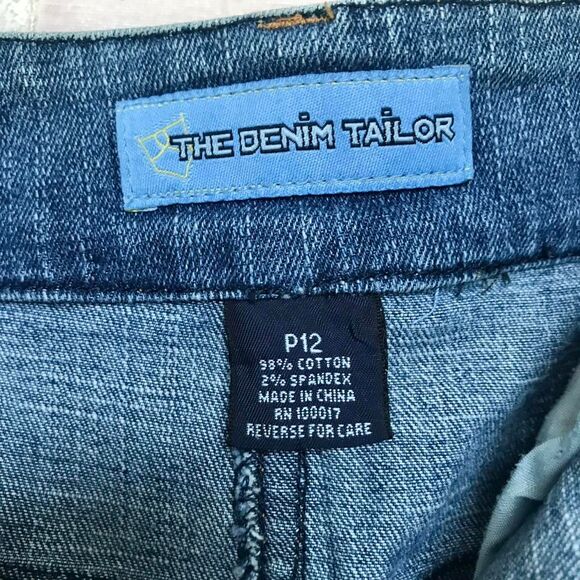 The Denim Tailor Women's Blue Denim Skirt with Pink Ribbon Trim - Picture 4 of 5